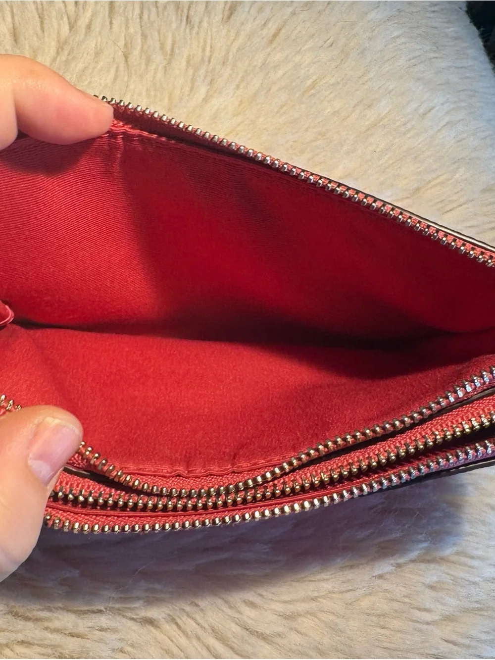 COACH Pink Pebbled Leather Zip Wristlet Pouch